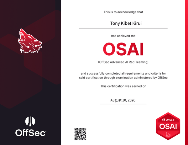 OffSec AI Red Teamer (OSAI) certification badge